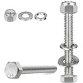 (4 Sets) 3/8-16 x 5 Hex Head Screw Bolt,Lock Nuts,Flat & Lock Washers Kits,304 Stainless Steel 18-8,Fully Threaded