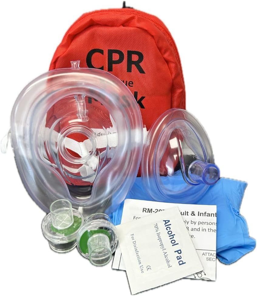 Adult & Infant CPR Mask Combo Kit with 2 Valves