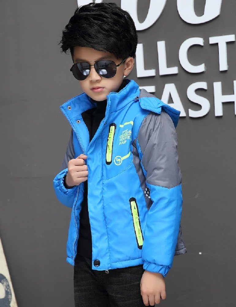 Boys Winter Fleece Lined Hooded Jacket, Outdoor Casual Warm Coat | Cozy Soft Windproof Zip Up Insulated Outerwear