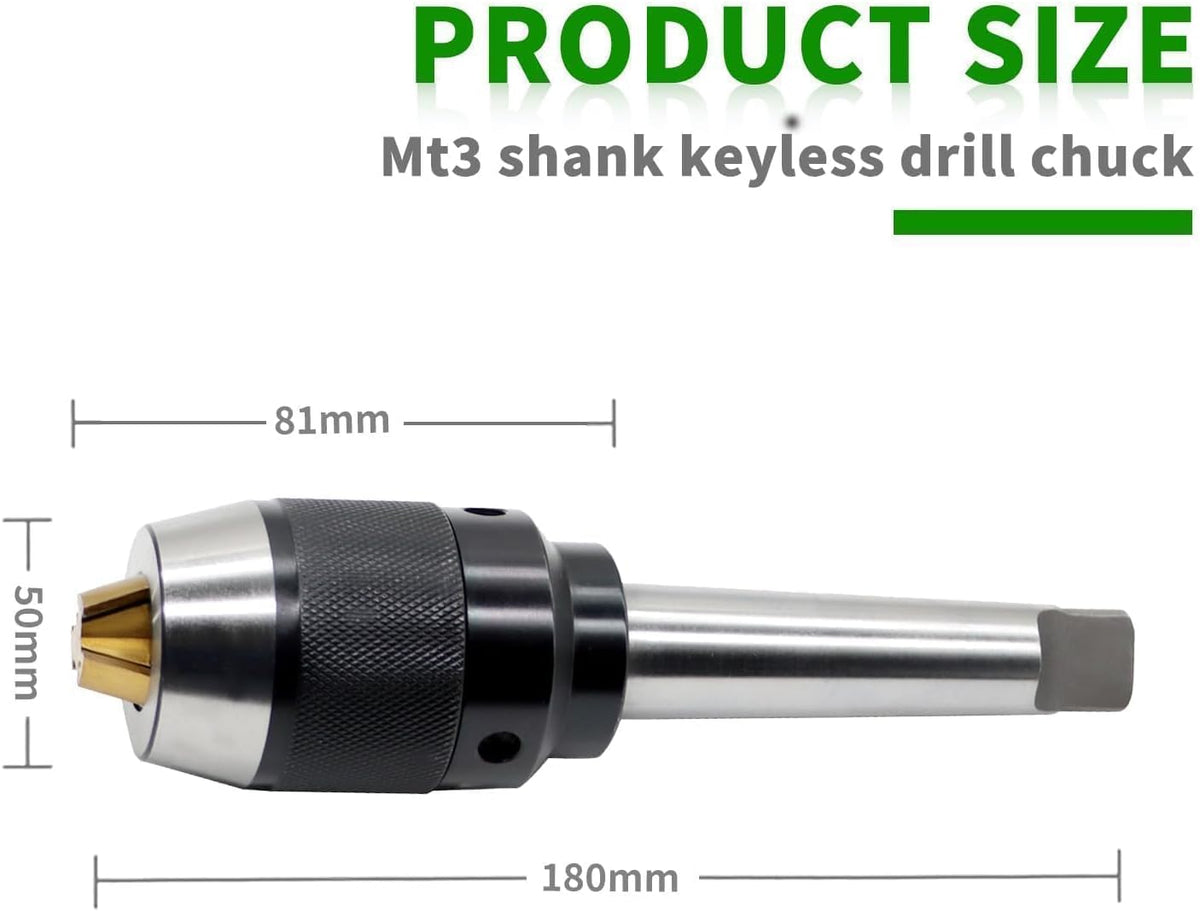 1/64"-1/2" Heavy Duty MT3 Shank Lathe Keyless Drill Chuck