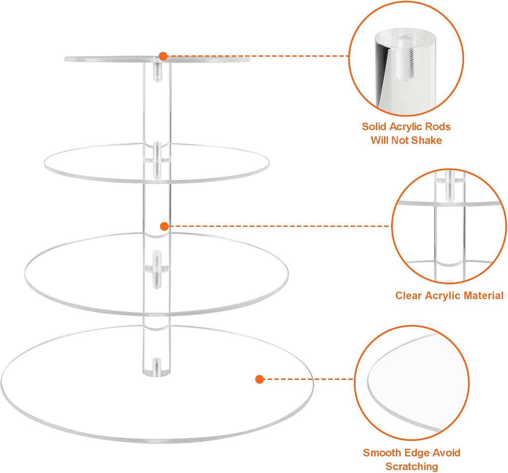 Cupcake Stand, 4 Tier Cupcake Stand for 50 Cupcakes, Round Tiered Cupcake Tower, Clear Acrylic Cupcake Holder