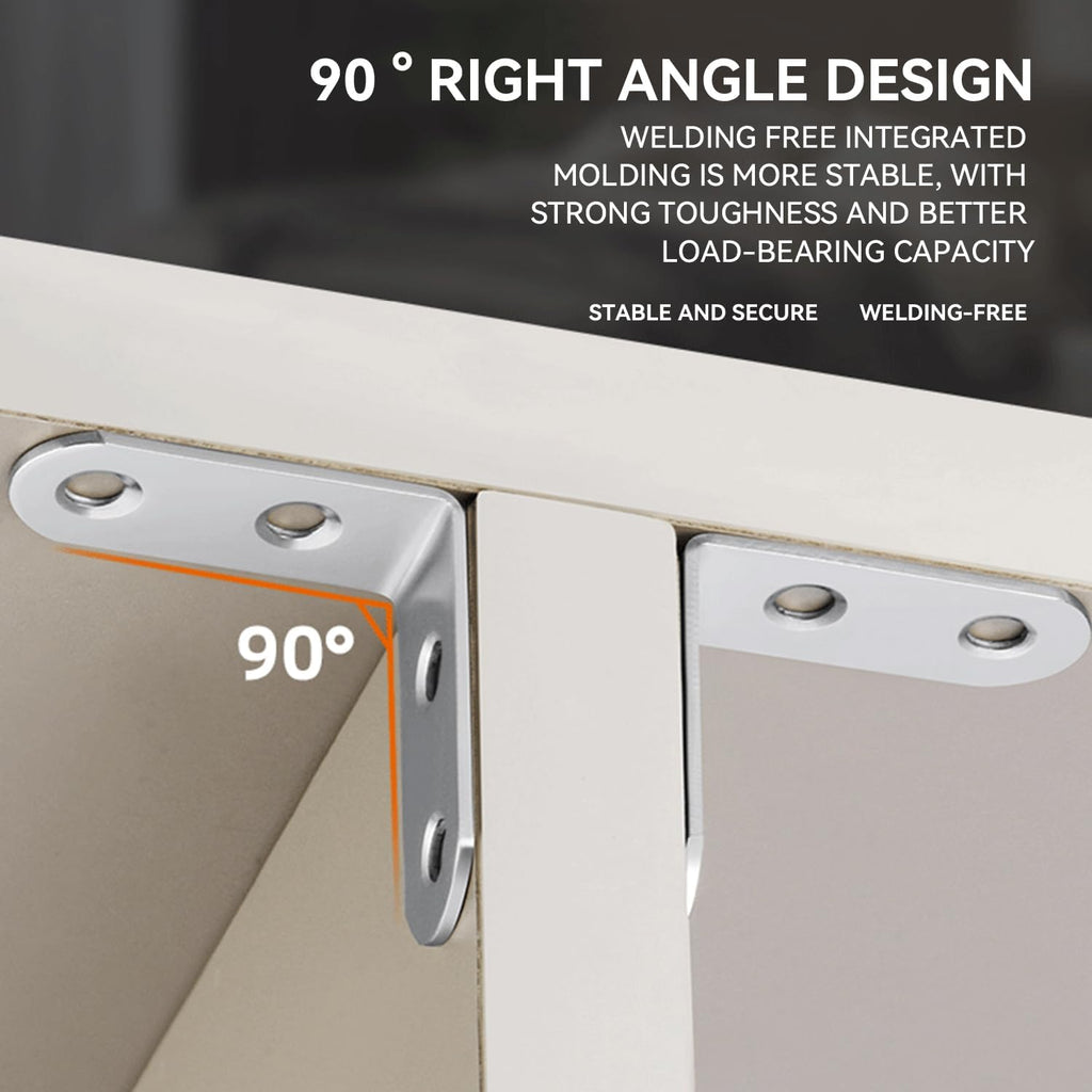 Stainless Steel Corner Brace, 20Pcs 90 Degree Right L-Shaped Metal Corner Connector Joint Plate, Cabinet, DIY