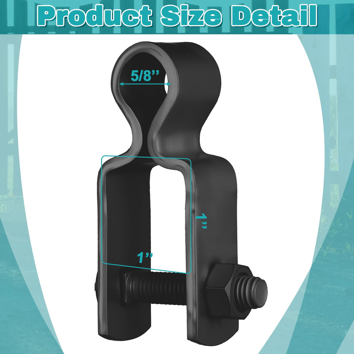 2 Pcs 1" x 1" Square Post Female Gate Hinges, Black