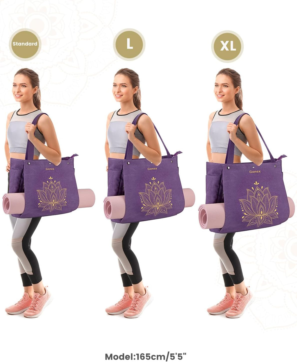 Yoga Mat Bag, Large Tote Bag with Multi Pockets for Women Men, Canvas Mat Carrier, Full Zipper Easy Access for