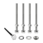 5/16-18 x 5" Hex Bolt Set with Nuts, Flat Washers, Spring Washers - 304 SS