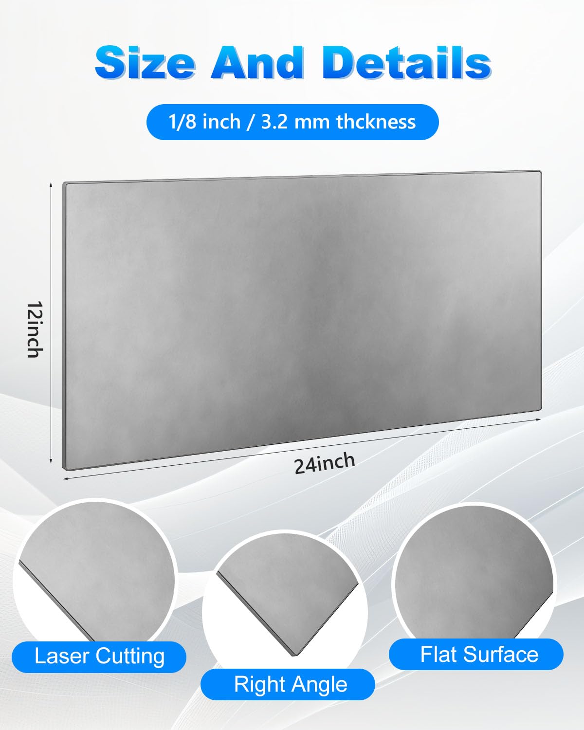 1 Pcs 12 x 24 x 1/8 Inch A36 Steel Plate Weldable Hot Rolled Steel | Weldable Steel Sheet Metal for Auto Body Repair