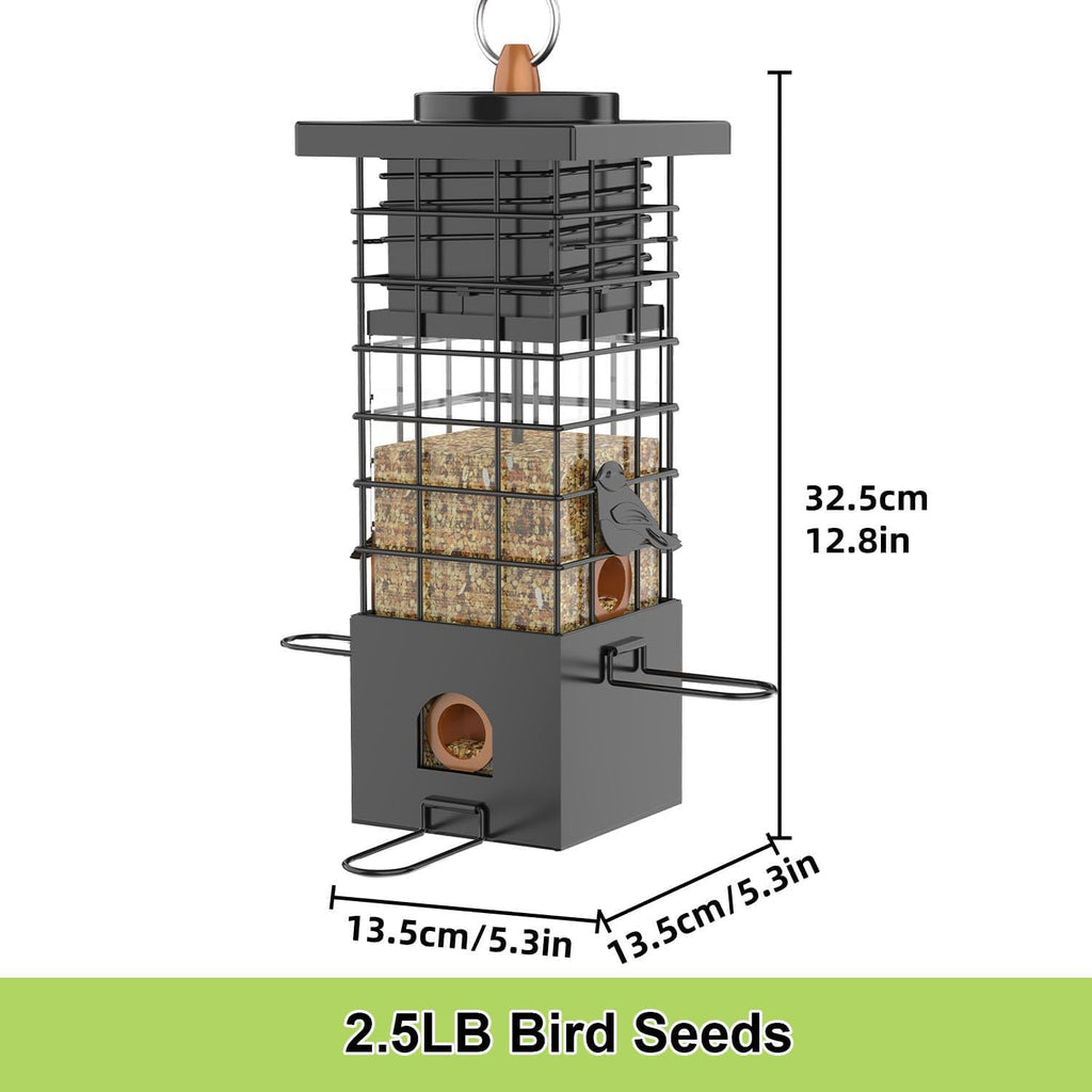 Metal Squirrel Proof Bird Feeder,2.5LB Capacity,Easy Refill & Clean