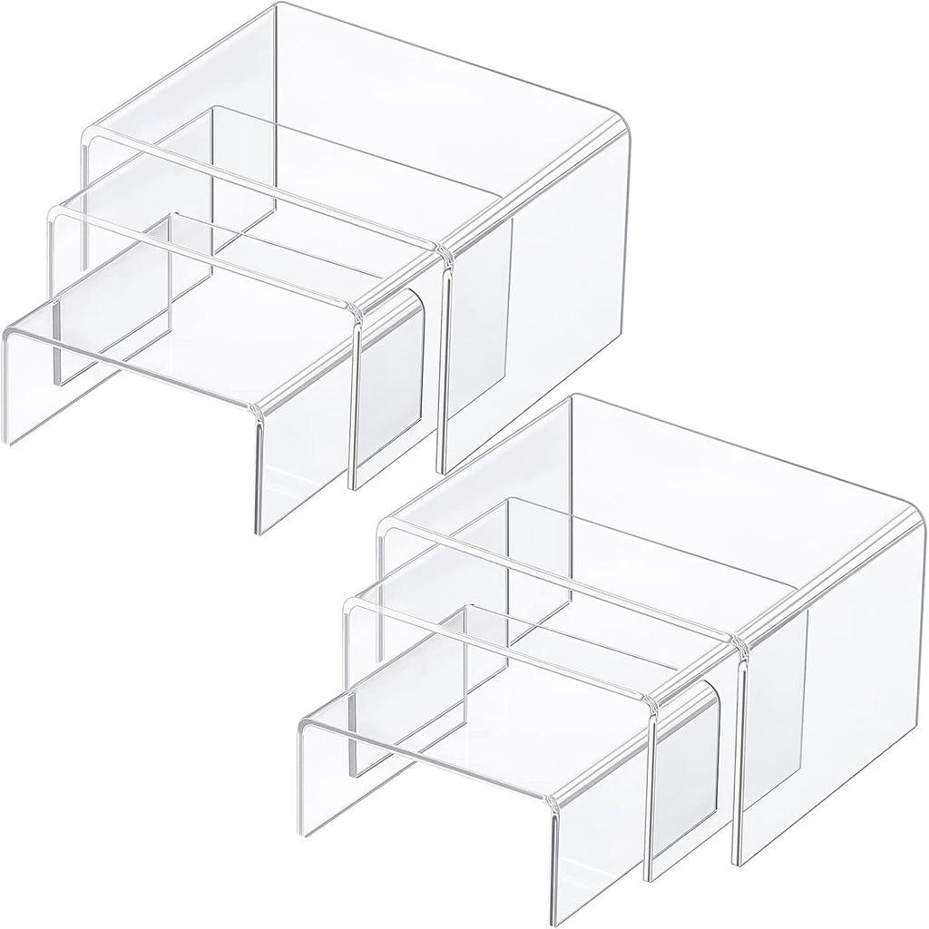 2 Sets Display Risers Figure Food Stand,Clear,Small Set | Plastic Decorative Risers For Table Decor Display, Dessert
