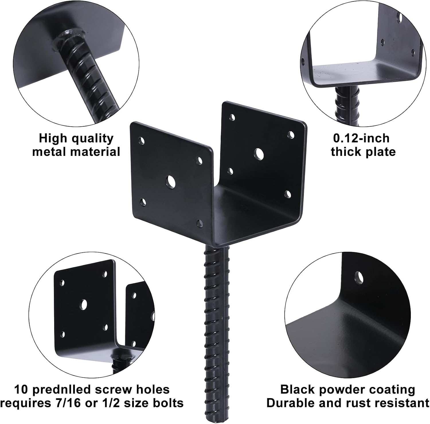 Concrete Fence Post Base 4x4 inches 4 Pack, Fence Post Anchor Holder Pergola Brackets