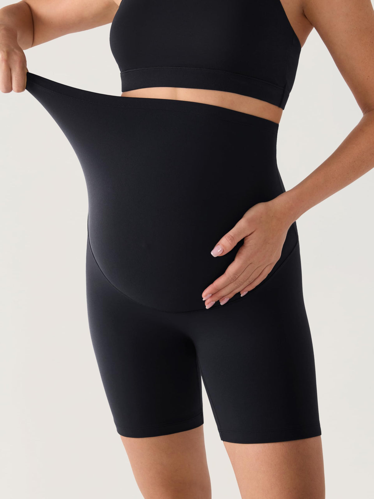 No Front Seam Maternity Biker Shorts 6" Black X-Small