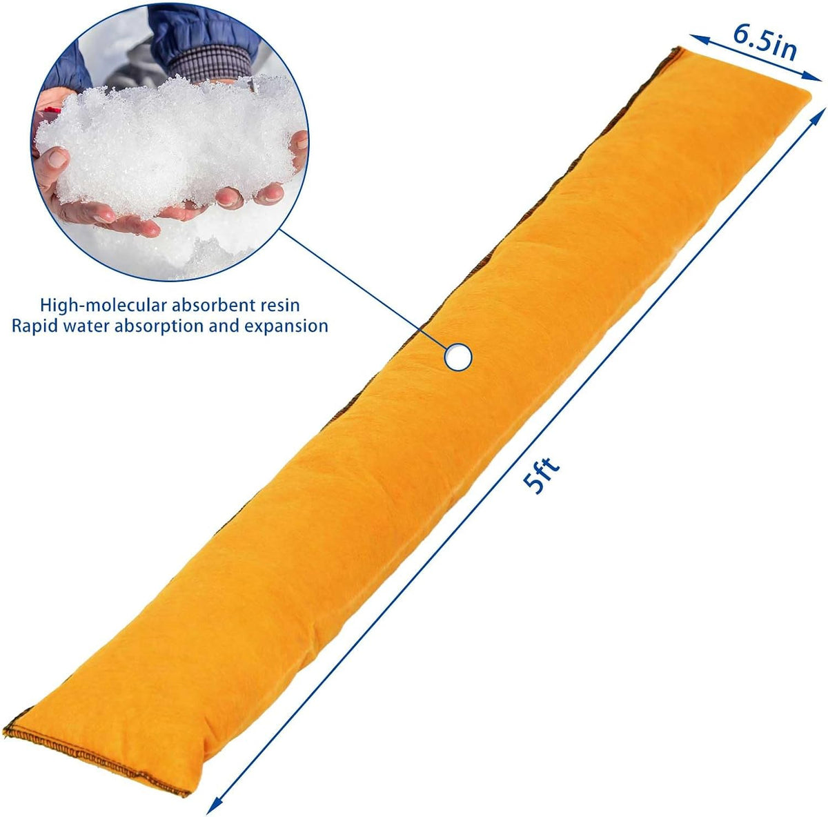 12 Pcs Water Barrier 5 ft x 6.5 Inch Flood Barriers for Home Reusable Absorbent Flooding Prevention Barriers Sandless