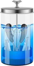Nail Tool Disinfectant Jar - 21Oz Glass Sterilizer with Removable Strainer Tray