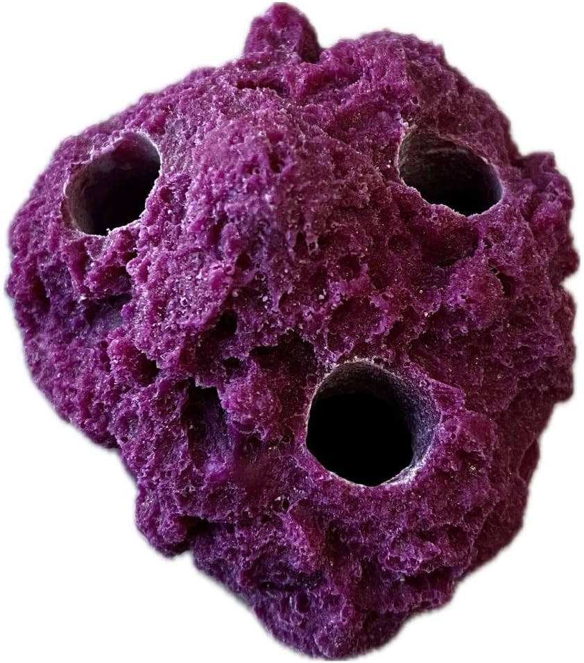 3 Hole Sandbed Coral Artificial Resin Frag Rack/Rock for Live Coral Plug Ons for Reef Aquariums (Coralline Purple)
