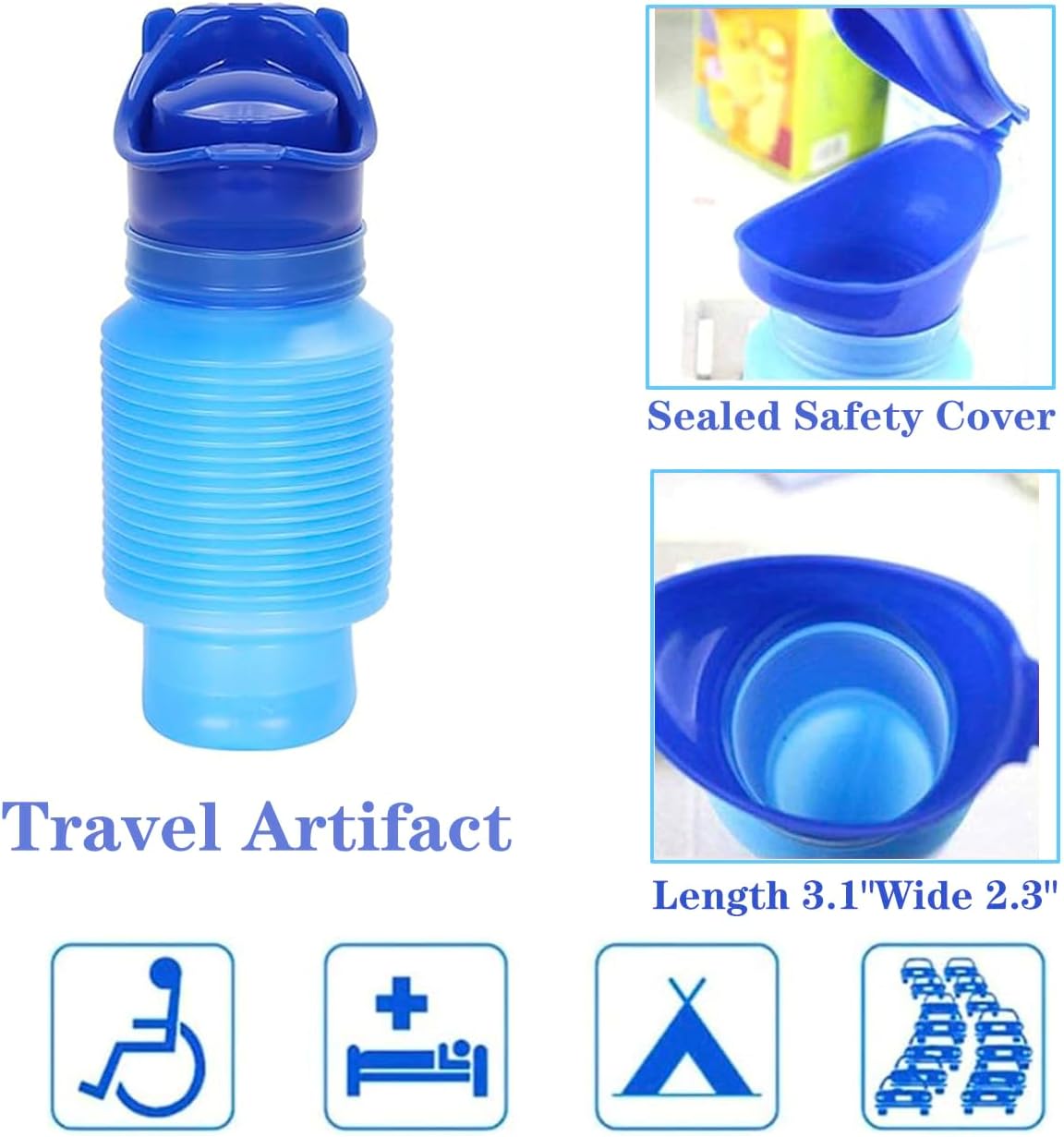 Emergency Urinal for Kids Adult,Portable Reusable Outdoor Urinal Potty Pee Bottle, Outdoor Shrinkable Urinal for