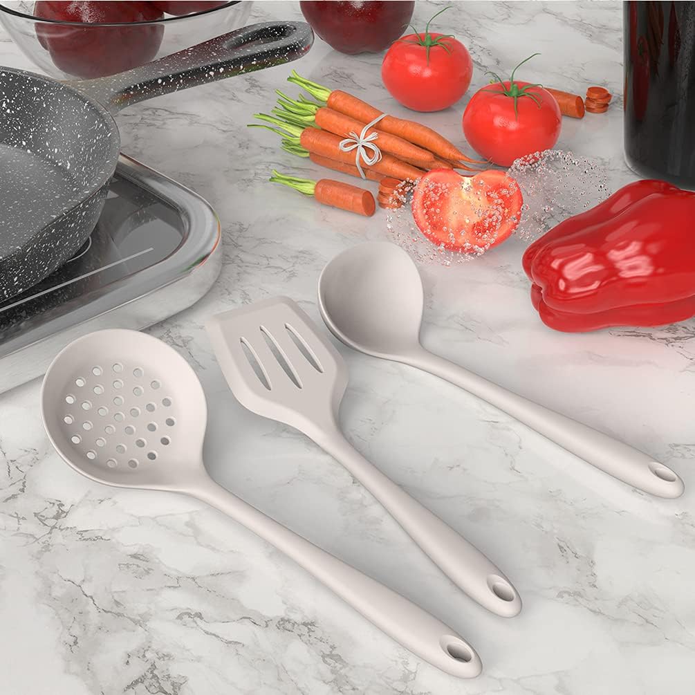 Silicone Cooking Utensils Set - 446°F Heat Resistant Kitchen Utensils,Turner Tongs,Spatula,Spoon,Brush,Whisk,Kitchen