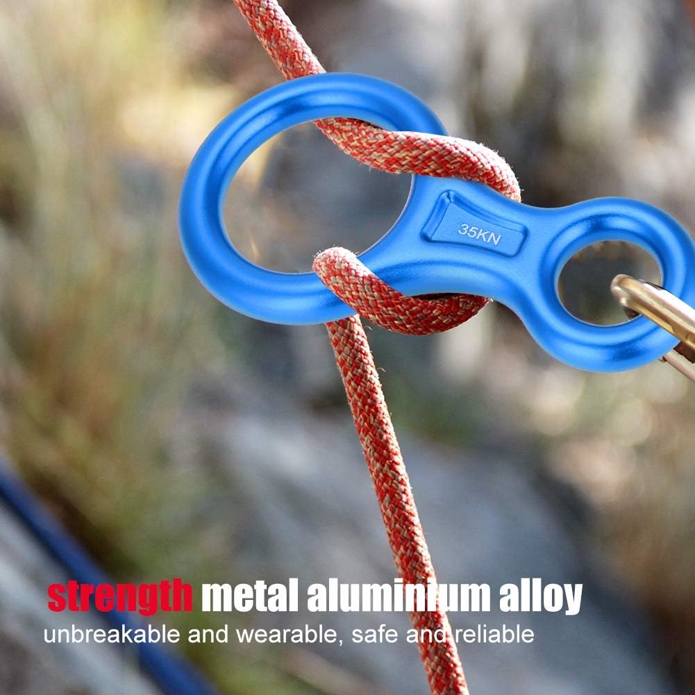 35KN Figure 8 Word Rope Descender,Rappel Ring Rock Climbing Rescue Gear for Climbing Belaying and Rappelling Device