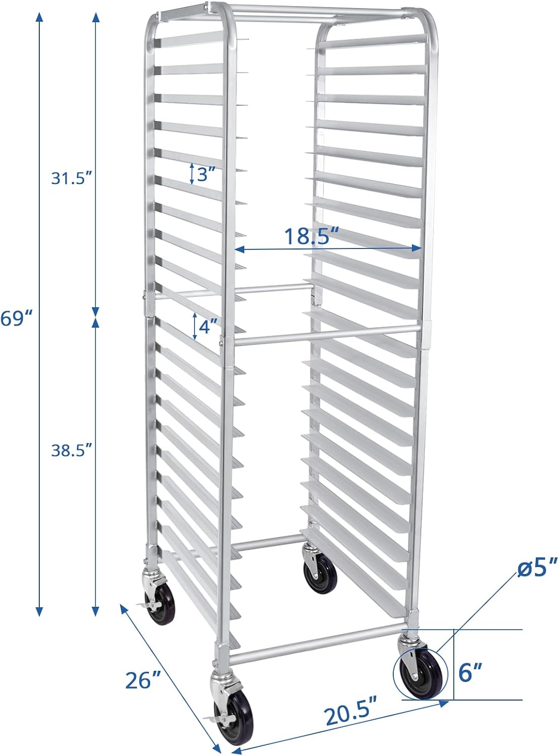 HARDURA 20 Tier Bun Pan Rack, 20"x26"x69"H