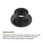 HARFINGTON 8pcs Flanged Sleeve Bearings Plastic Bushings 15.1mm Bore x 17mm OD x 12mm Length Black POM Bushings