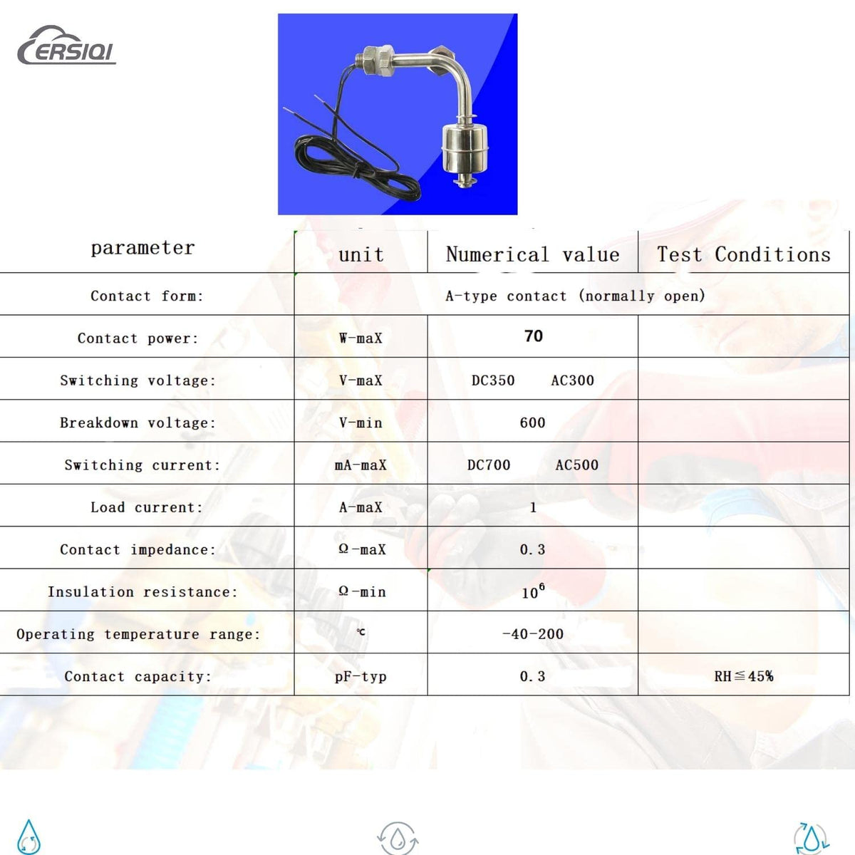 ERSIQI Water Level Sensor Float Switch for Tank NO AC M10