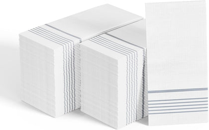 400 Silver Disposable 3-Ply Paper Dinner Napkins, Guest Hand Towels