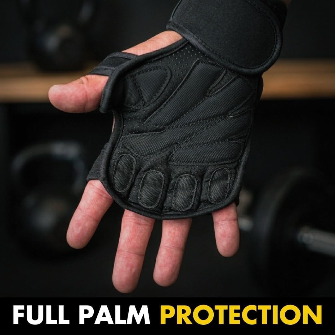 New Ventilated Weight Lifting Workout Gloves with Built-in Wrist Wraps for Men and Women - Great for Gym Fitness