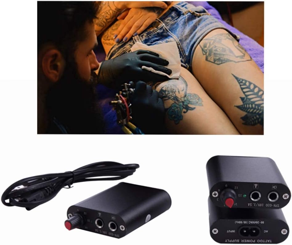 Mini Tattoo Power Supply Set,New Star Tattoo Mini Motor Black Tattoo Machine Power Supply with Tattoo Clip Cord and