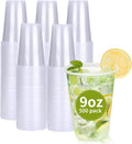 500 Pack 9 oz Plastic Cups, Clear Disposable Plastic Cups Bulk, Cold Drinking Party Cup, Transparent for Wedding