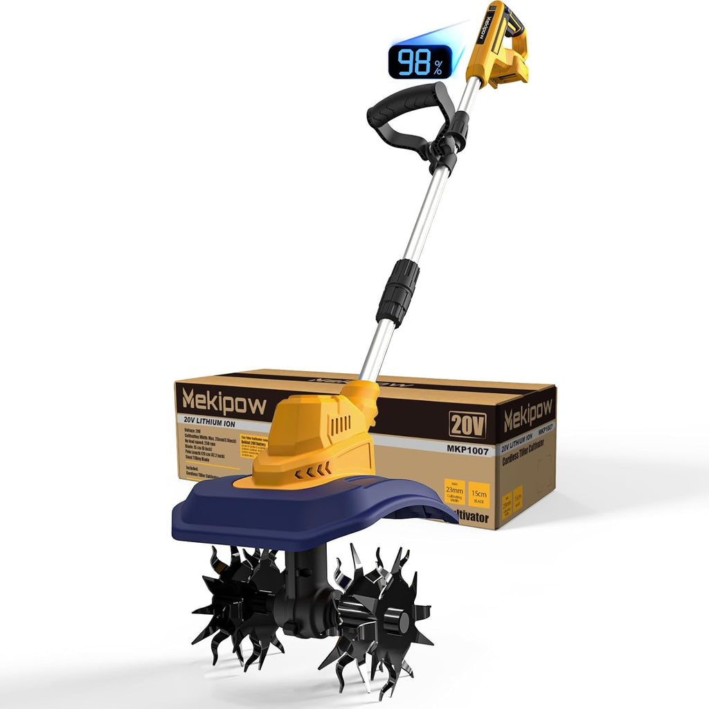 Cordless Garden Tiller Cultivator Compatible with Dewalt 20V/60V Battery | 250RPM Electric Rototiller with Brushless