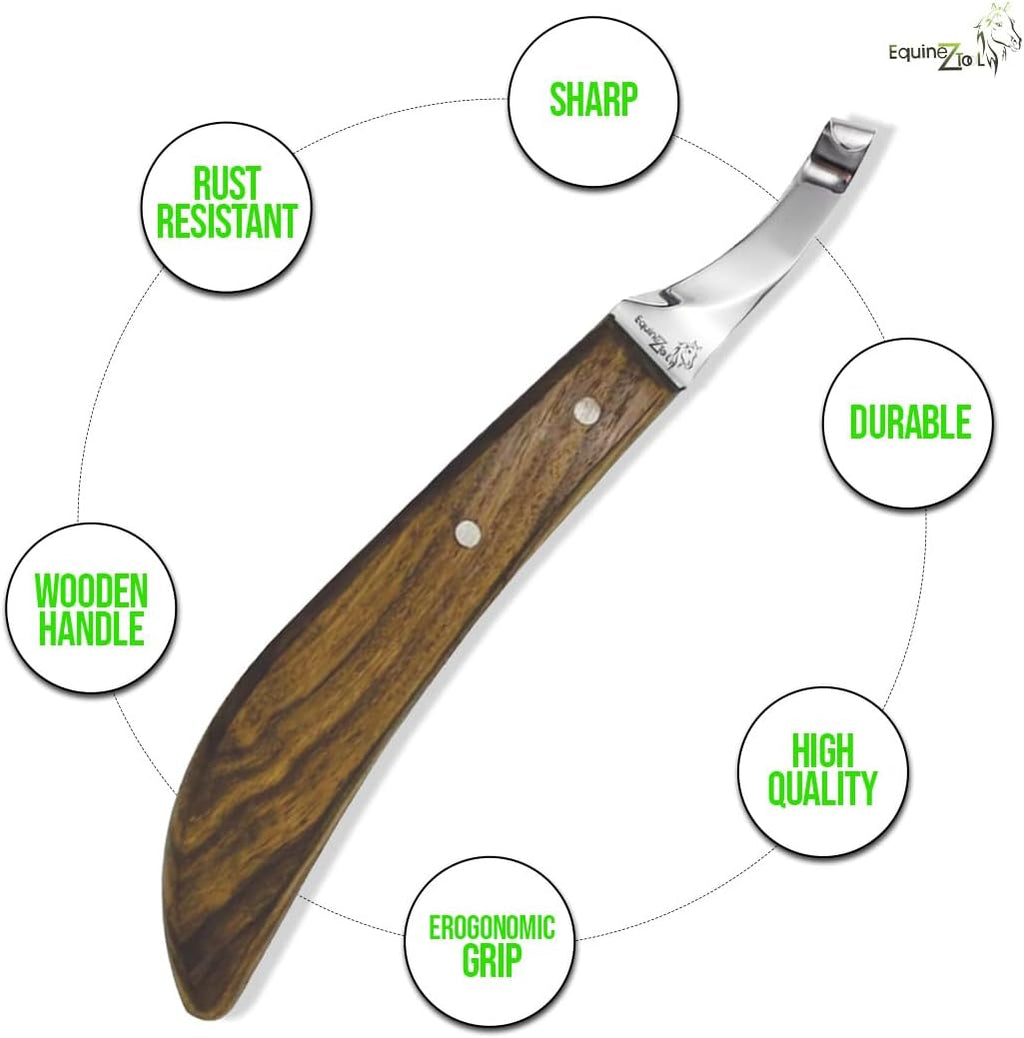 Farrier Hoof Knives Set–Professional Left & Right Handed Hoof Trimming Knives with Razor Sharp Stainless Steel