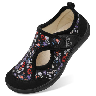 Womens Slippers Wide Toe Adjustable Diabetic House Shoes Flower 9