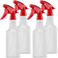Spray Bottles, 16 Oz, 4 Pack, Chemical-Resistant HDPE, BPA-Free, Non-Toxic, Red Trigger Sprayers, Refillable Empty