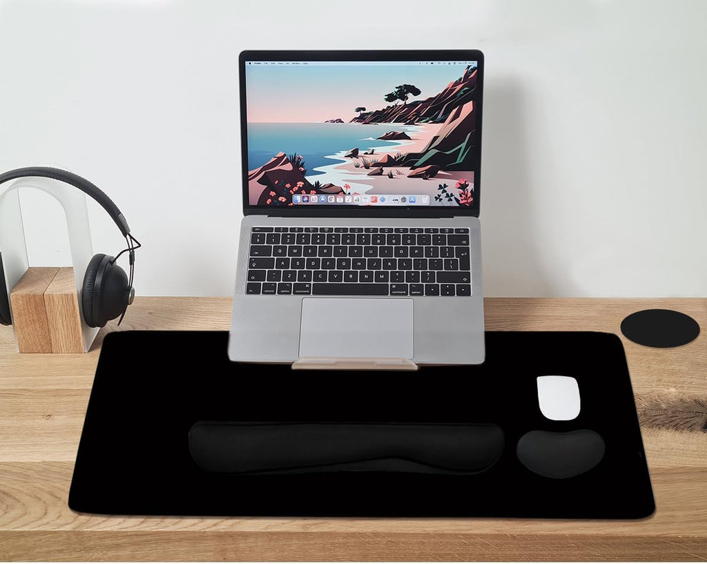 Large Mouse Pad and Keyboard Wrist Rest, Desk Pad for Keyboard and Mouse, 4-in-1 Large Gaming Mouse Pad with Wrist
