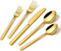 Gold Silverware Set, 60 Piece Flatware Cutlery Set for 12, 18/10 Stainless Steel Silverware Mirror Polished
