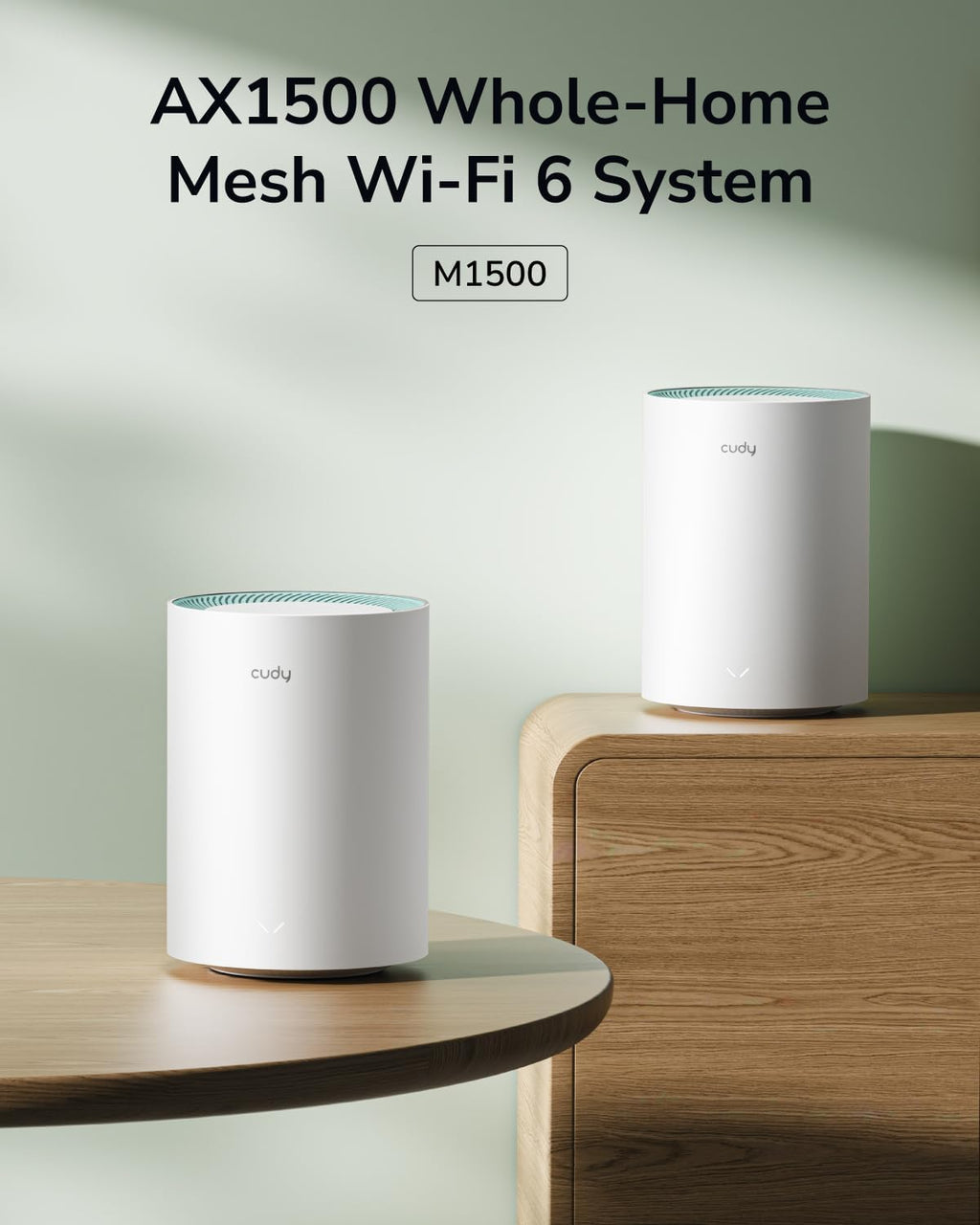 AX1500 Wi-Fi 6 Whole Home Mesh System, 1800 sq.ft, M1500 2-Pack | 1201+300 Mbps Dual-Band wifi 6, 3x Gigabit ports