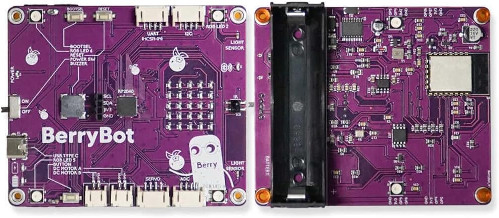 BerryBot – Programmable Robot Kit with Raspberry Pi RP2040 | STEM Learning, Graphical Coding, Easy Assembly, Obstacle