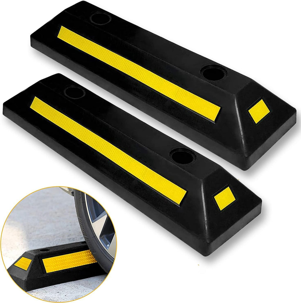 Heavy Duty Rubber Parking Curb Guide –Car Block - Driveway Car Garage Wheel Stopper- Professional Grade Parking