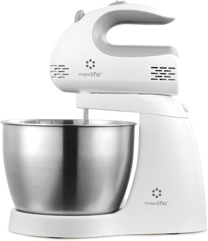 3.2 Quarts Stand Mixer - 5-Speed Electric Powerful Stand Mixer, White, with Stainless Steel Bowl, Dough Hooks, Beaters