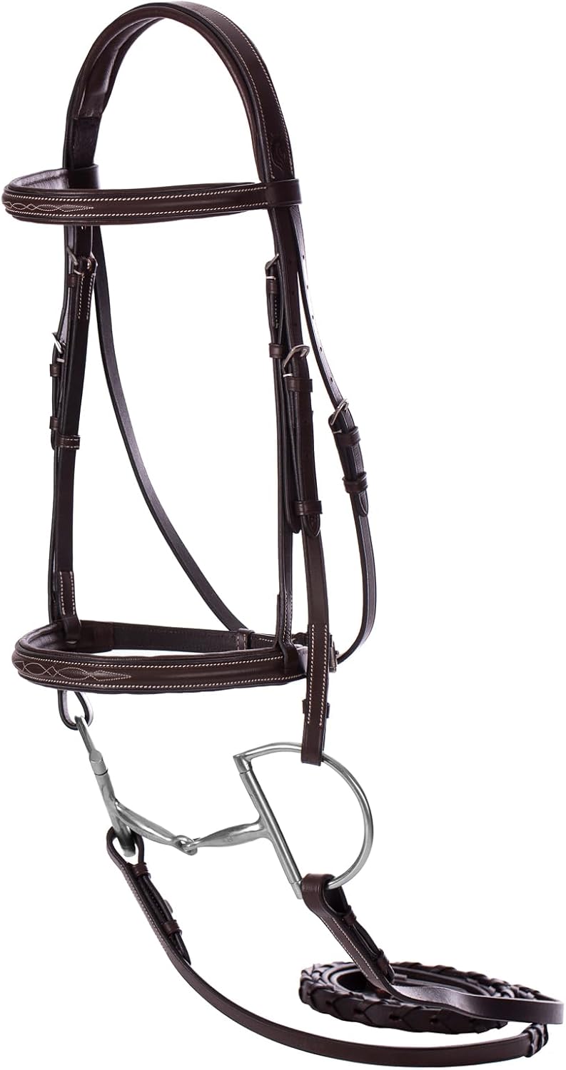 Saga Adjustable Padded Fancy Stitched Hunter Bridle with Reins