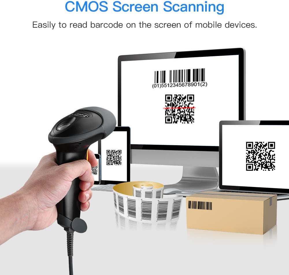 EYH2 Handheld USB Wired 2D 1D Barcode Scanner for POS Mobile Payment | Automatic QR Code Scanner PDF417 Data Matrix