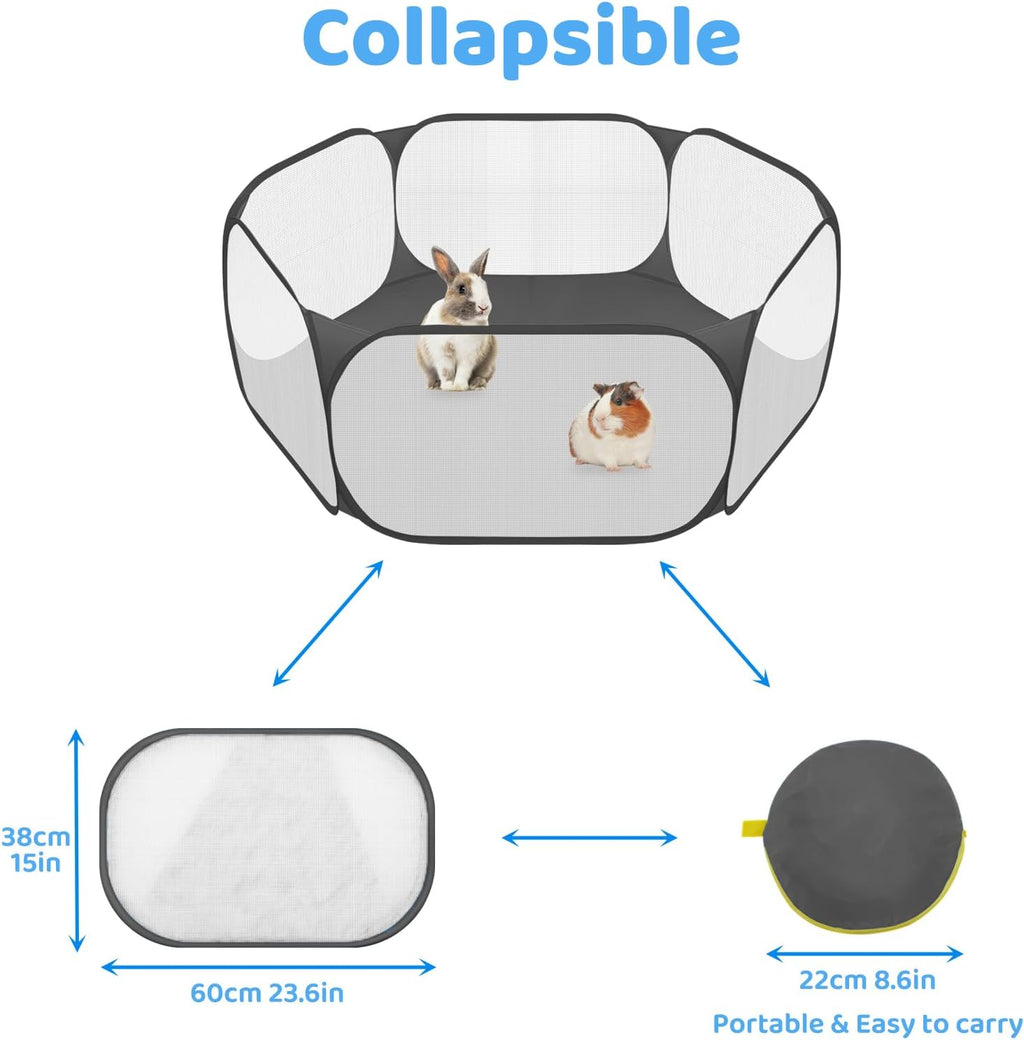 Small Animal Playpen, Pop-Up Portable Play Yard for Guinea Pigs, Rabbits, Hamsters, Hedgehogs, Foldable Exercise