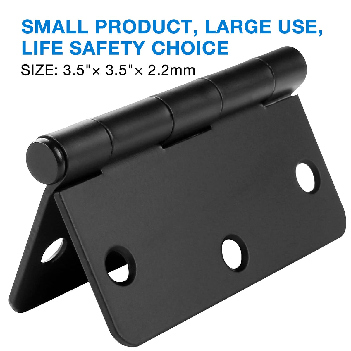 Matte Black Door Hinges 3.5 inch with 1/4" Radius Corners 30 Pack