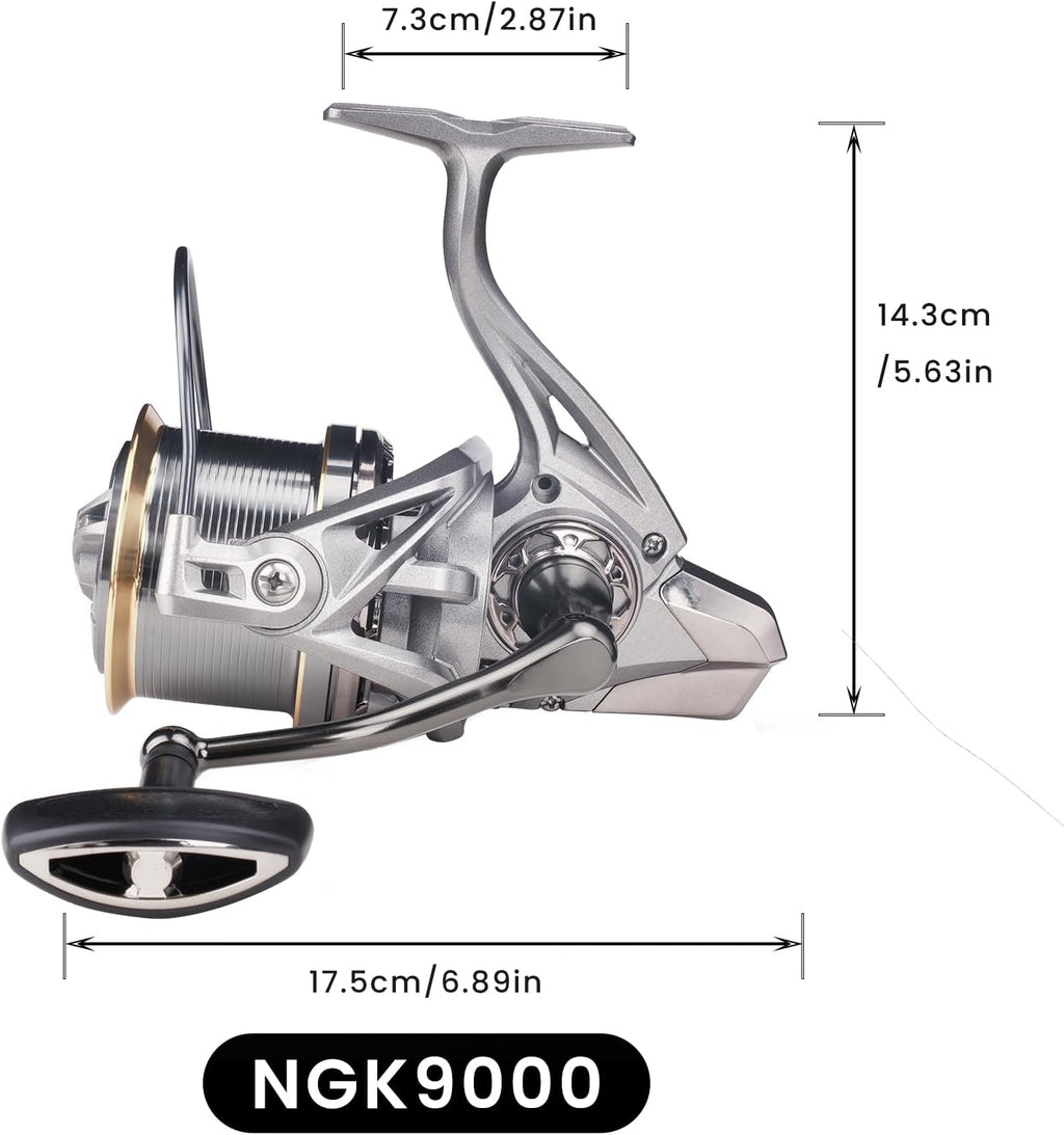Spinning Reel, 6+1BB Metal Surf Fishing Reels, 55lbs Max Drag | 8000/9000/10000/12000/14000 Series, 4.8:1 Gear Ratio