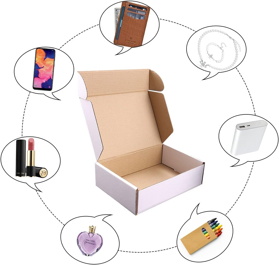 Shipping Boxes, 10Pcs White 9x6x4in Corrugated Cardboard Box
