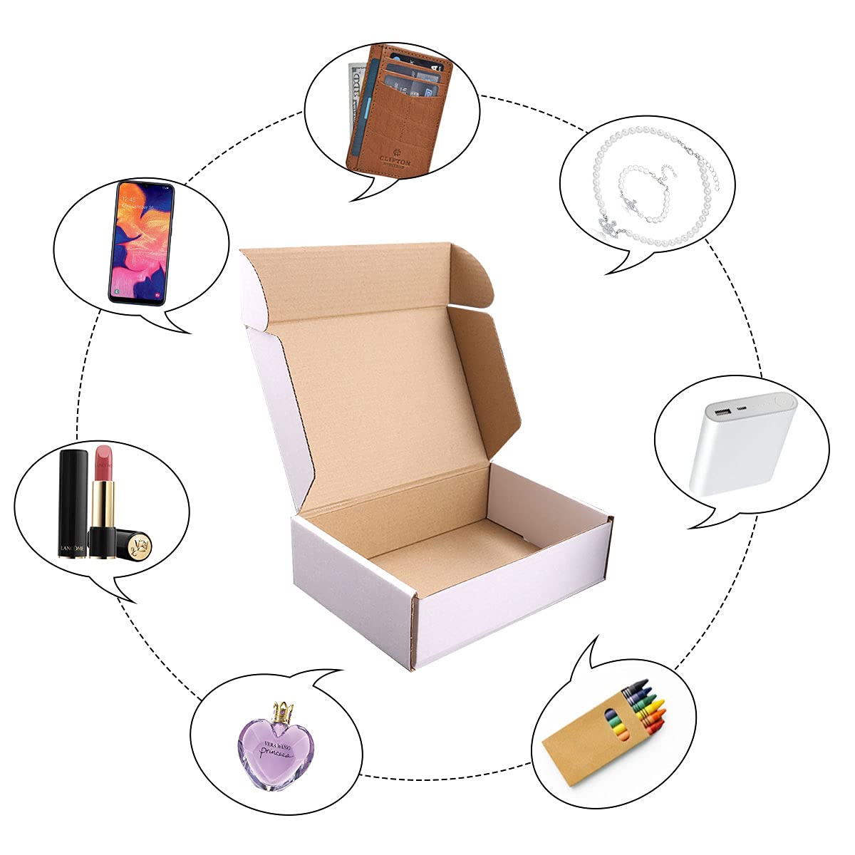 Shipping Boxes, 20Pcs White 12x9x4in Corrugated Cardboard Box