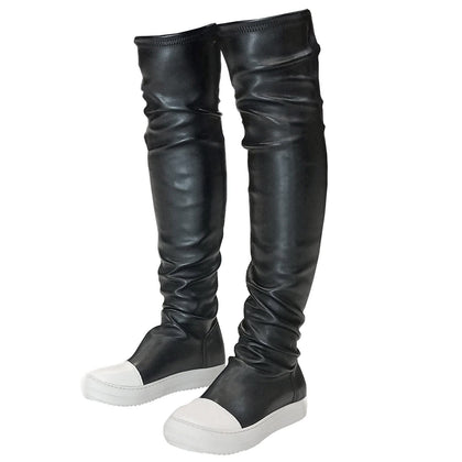 Thigh High Boots for Women Flat Over The Knee Round Toe Booties