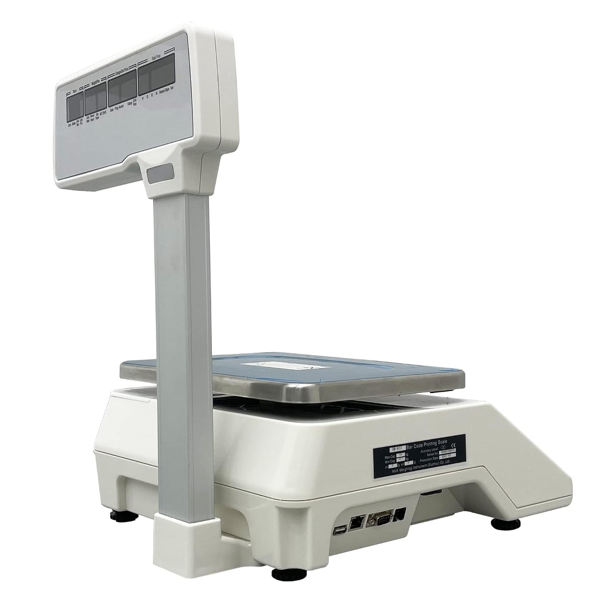 Digital Price Label Printing Scale, with 400 Sheets Thermal Label, Four-Window with Vertical Pole, Double-Sided LCD