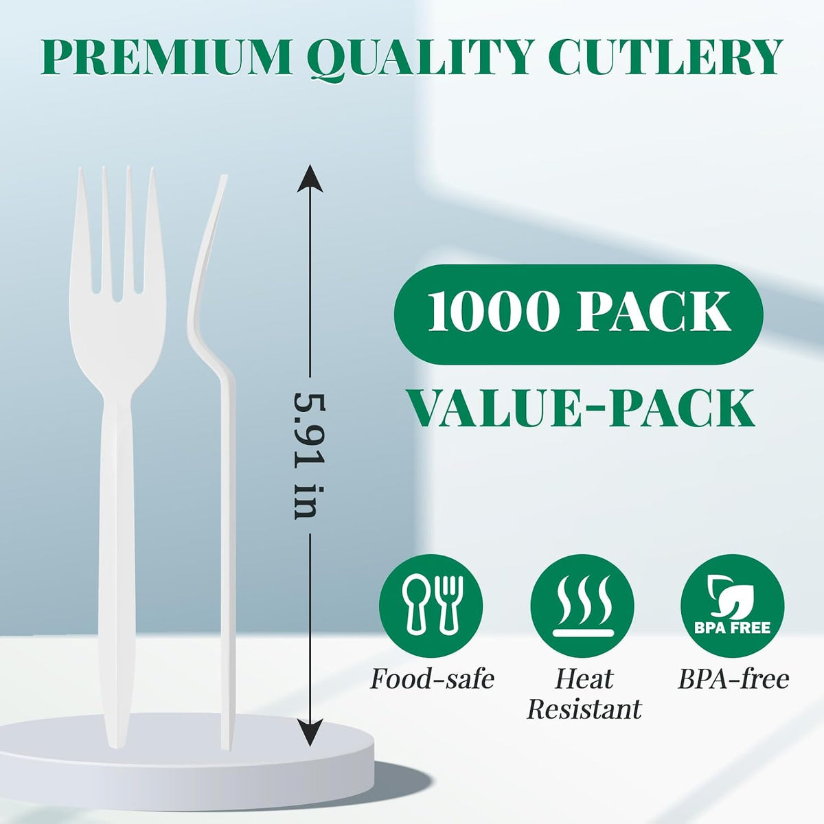 1000 Count White Plastic Forks, Disposable Forks Bulk