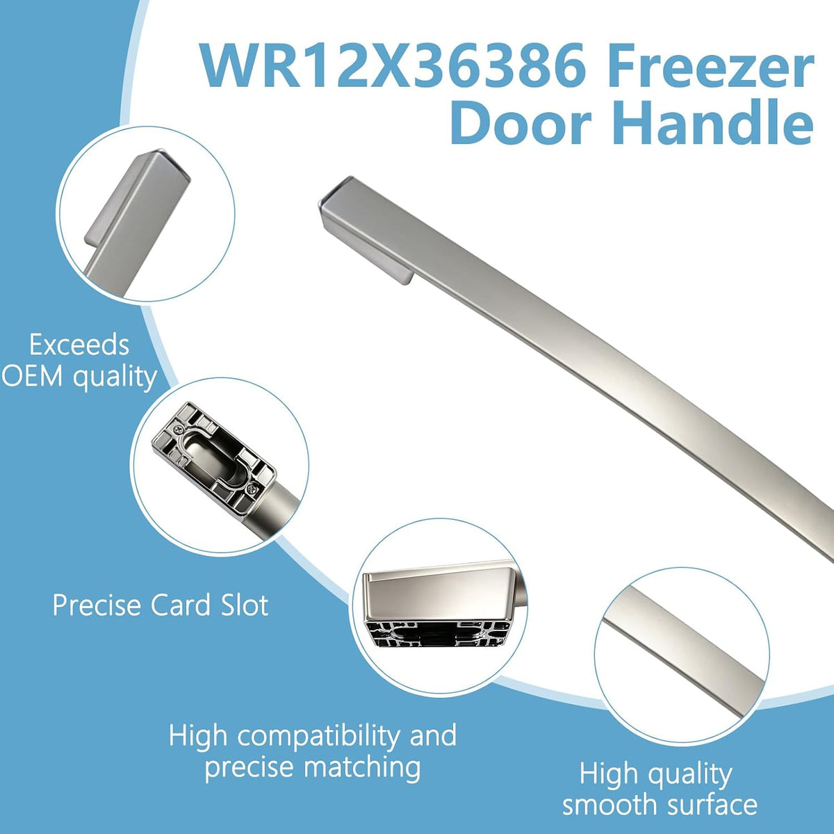 WR12X36386 Stainless Freezer Handle Compatible with GE Refrigerators,Silver