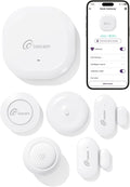 Wireless Alarm System 6 Pieces Kits for Home Apartment | 1 Smart Hub, 2 Door & Window Sensors, 1 Smart Button, 1 PIR
