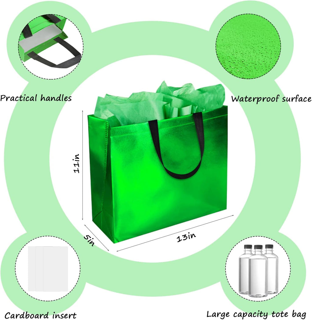 18Pcs Large Reusable Gift Bags with Tissues 13 x 5 x 11 In